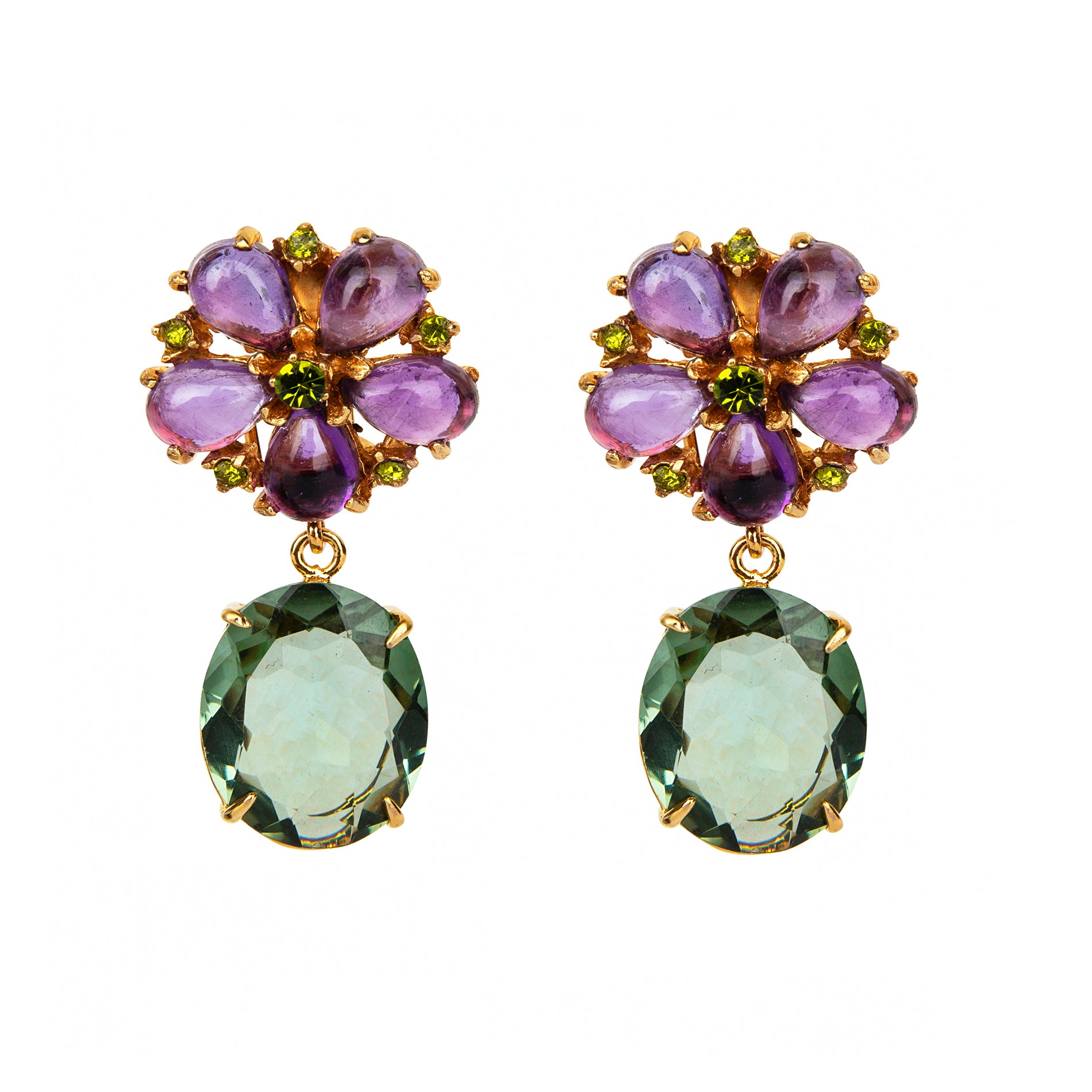 Amethyst Peridot Green Amethyst Earrings Bounkit Bounkit