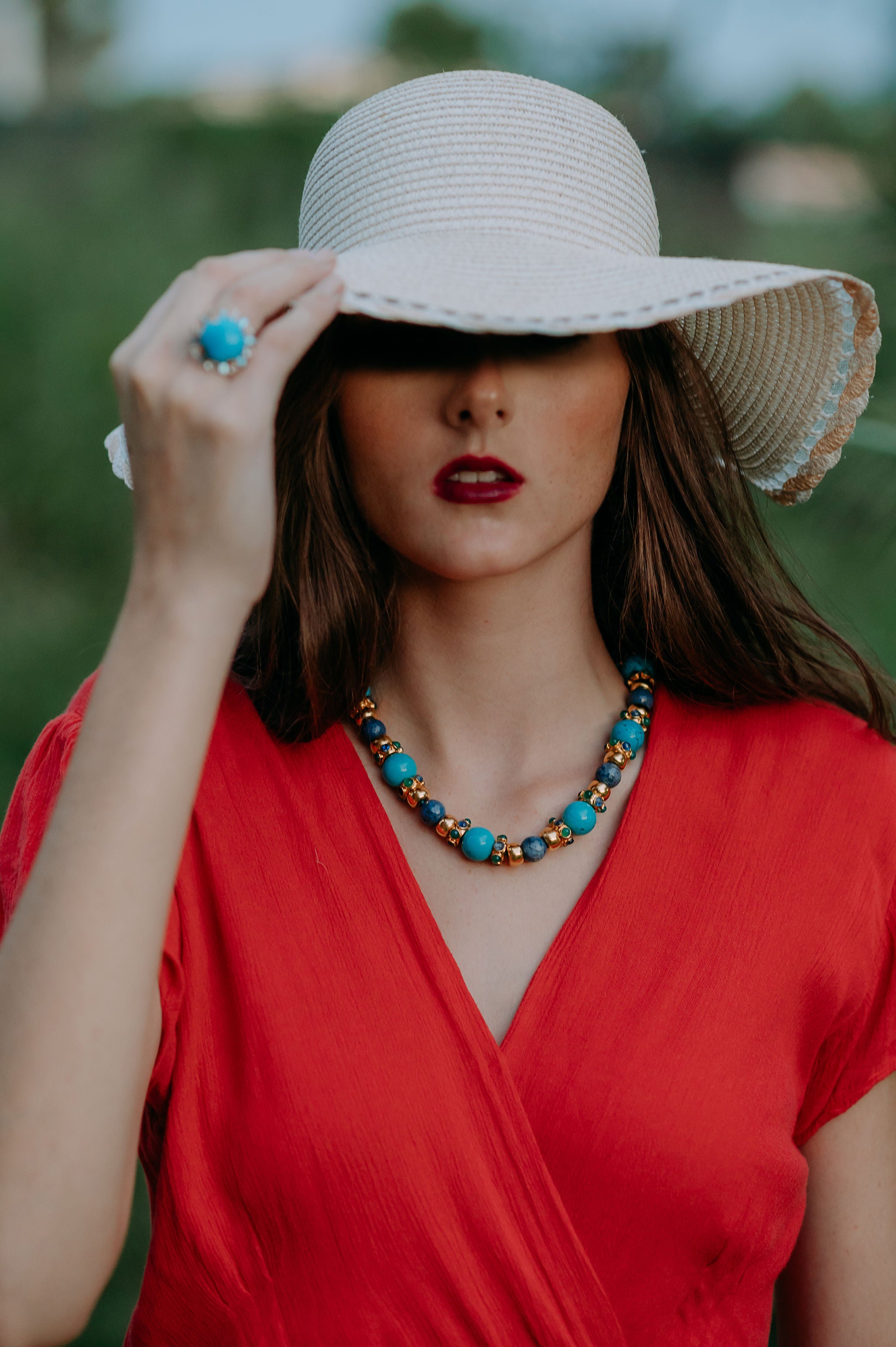 Turquoise Lapis Green Onyx Necklace