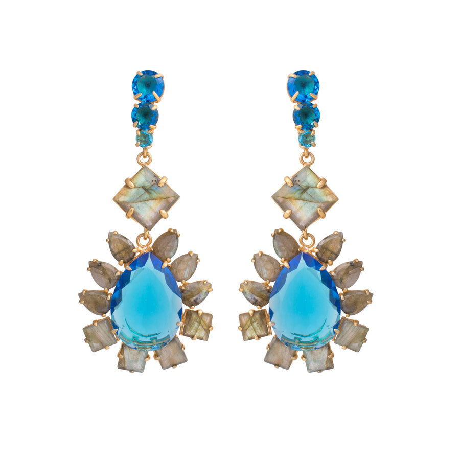 London Blue Quartz & Labradorite Earrings (more colors)
