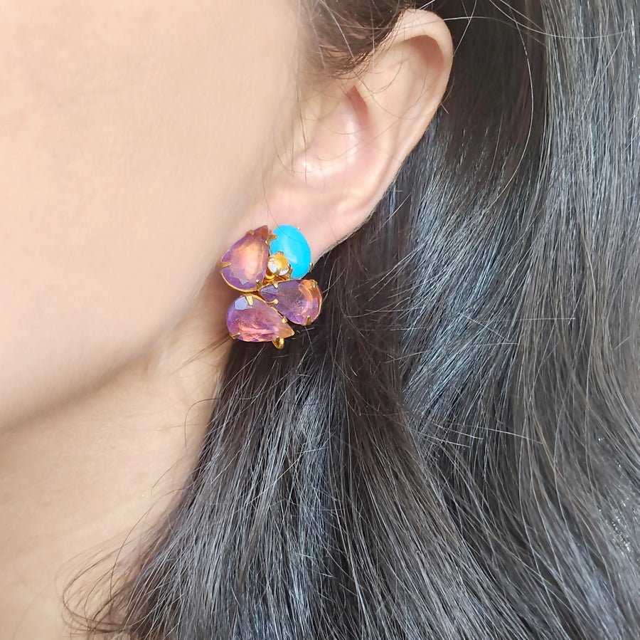 Turquoise & Amethyst Studs