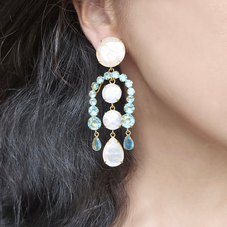 Blue Quartz & Moonstone Earrings