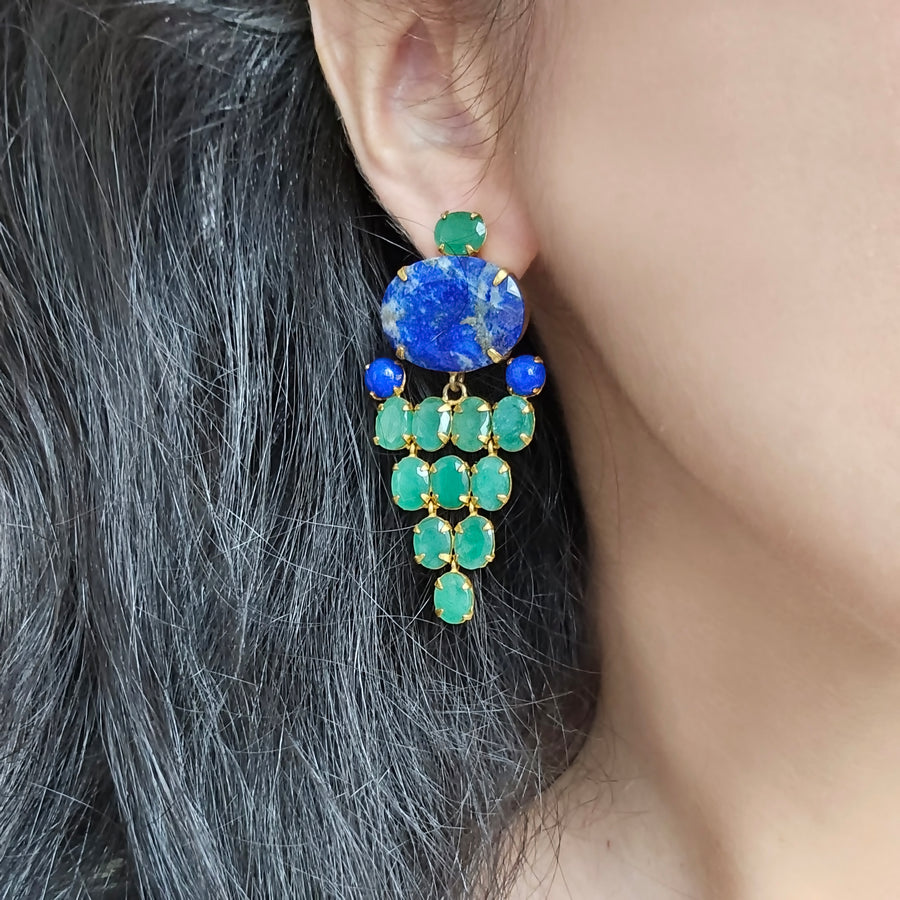 Lapis & Emerald Earrings