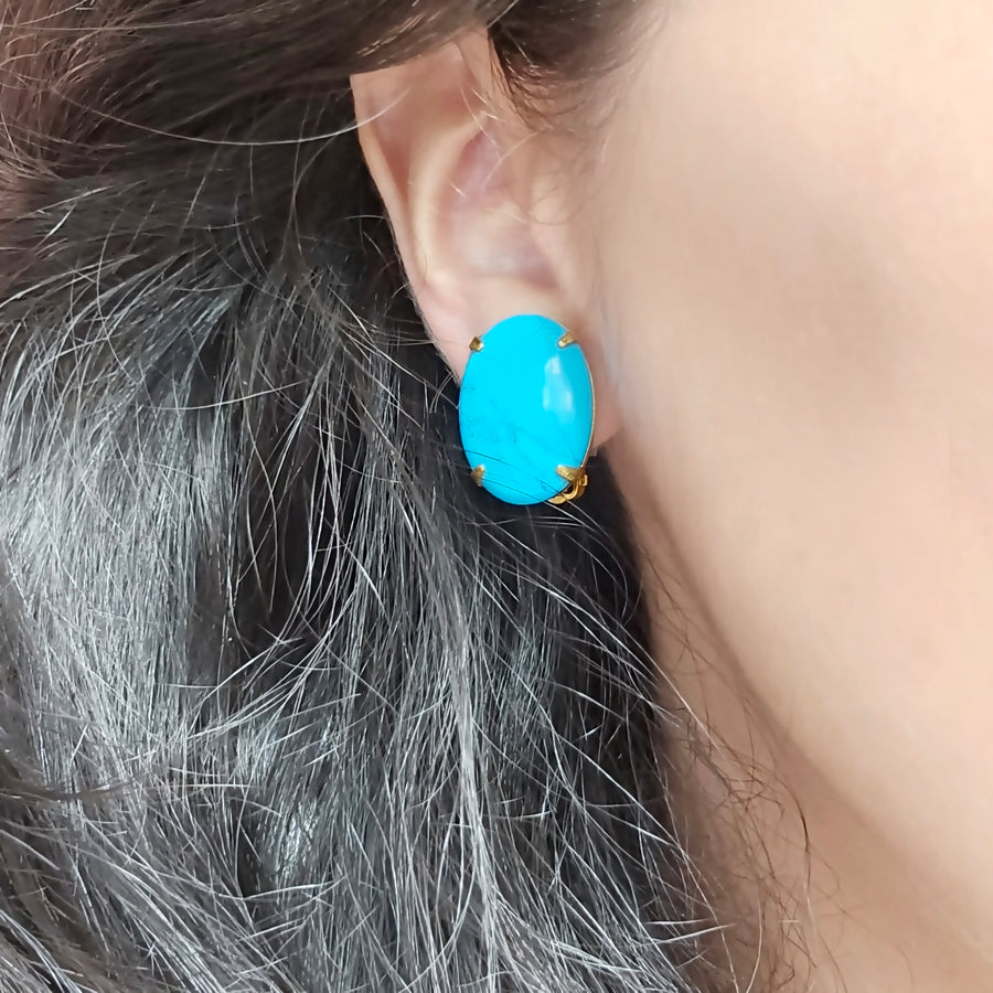 Oval Turquoise Studs