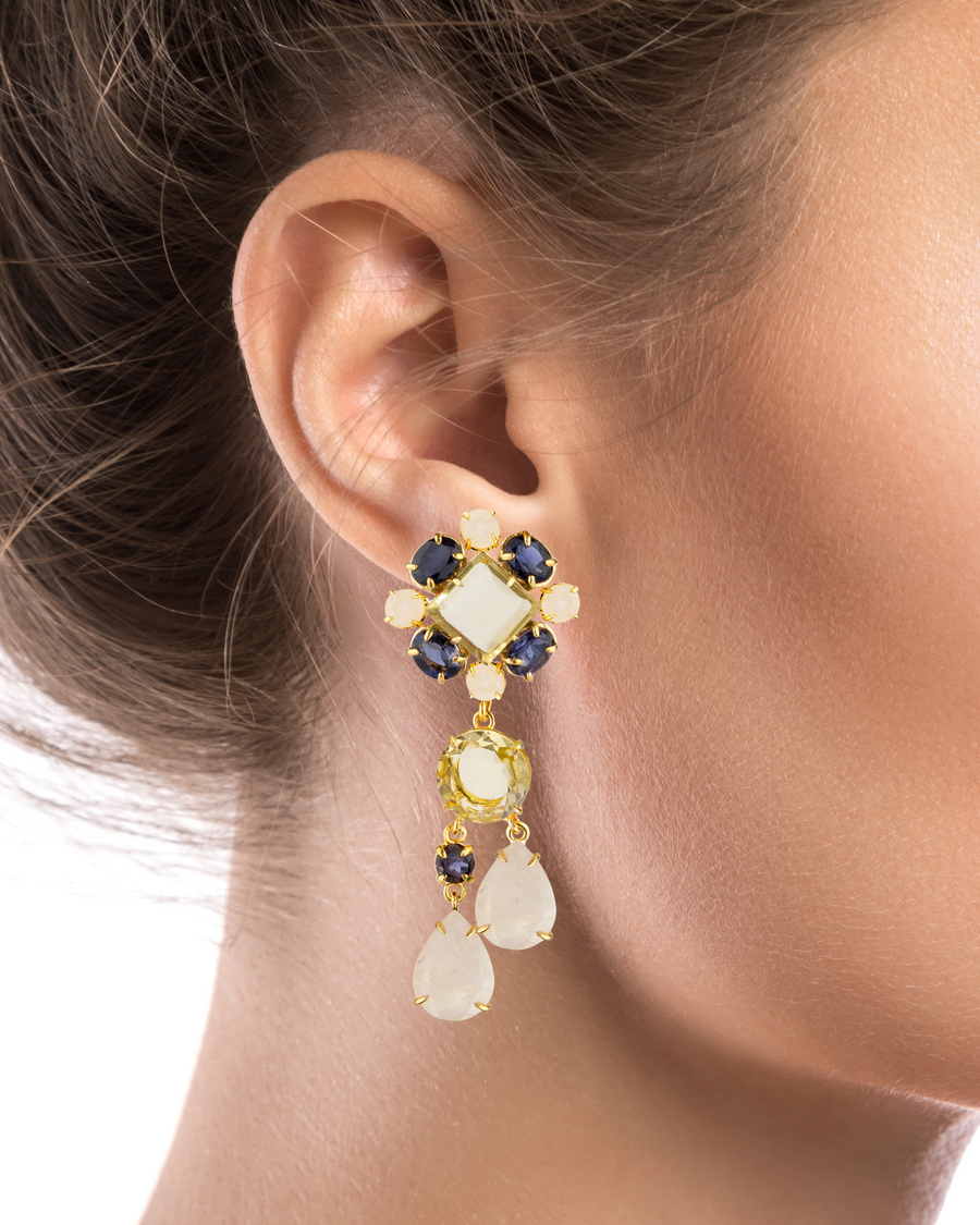 Moonstone & Iolite Earrings