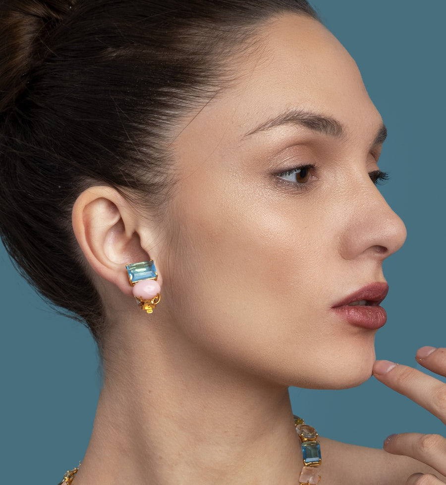 Blue Quartz & Pink Opal SET