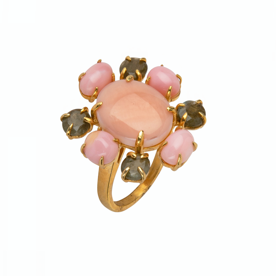 Pink Opal, Labradorite, and Pink M.O.P. Ring (more colors)