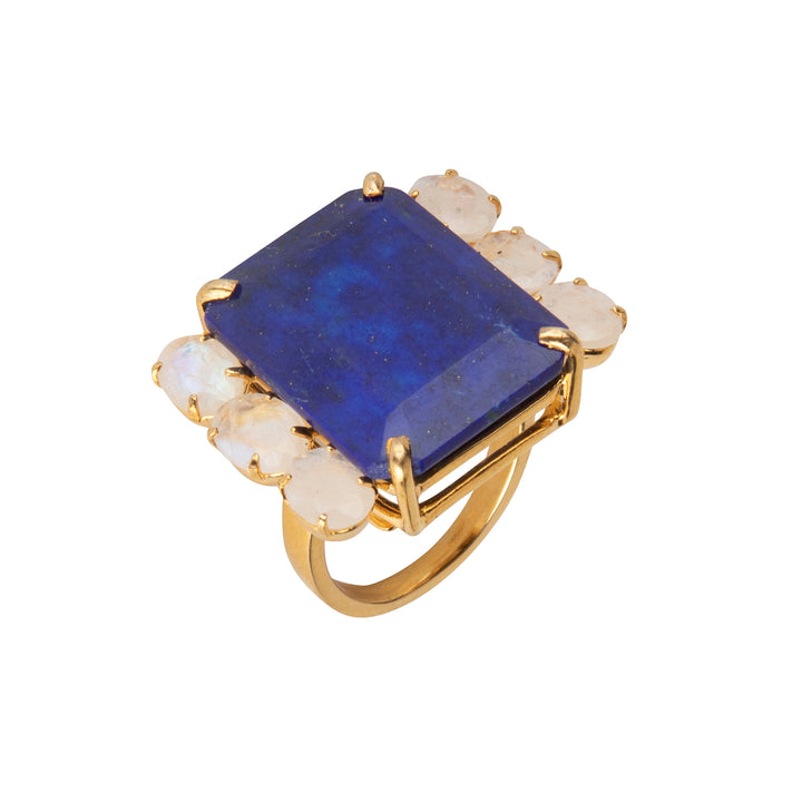 Lapis & Moonstone Cocktail Ring (more colors)