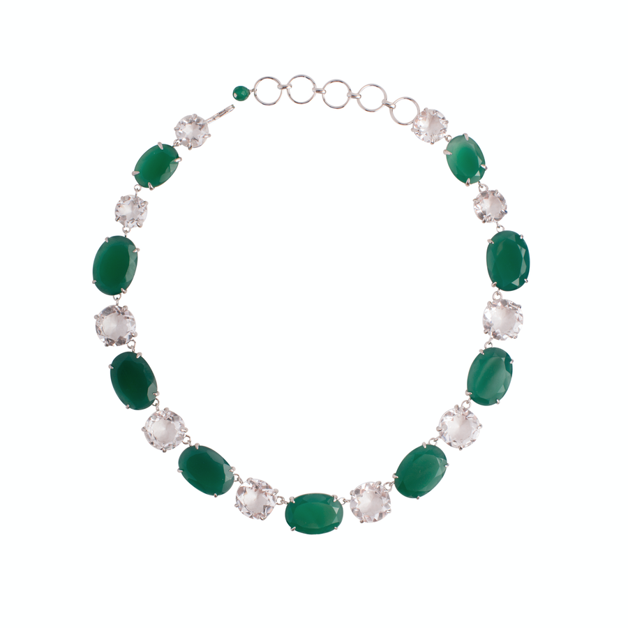 Clear Quartz & Green Onyx Necklace
