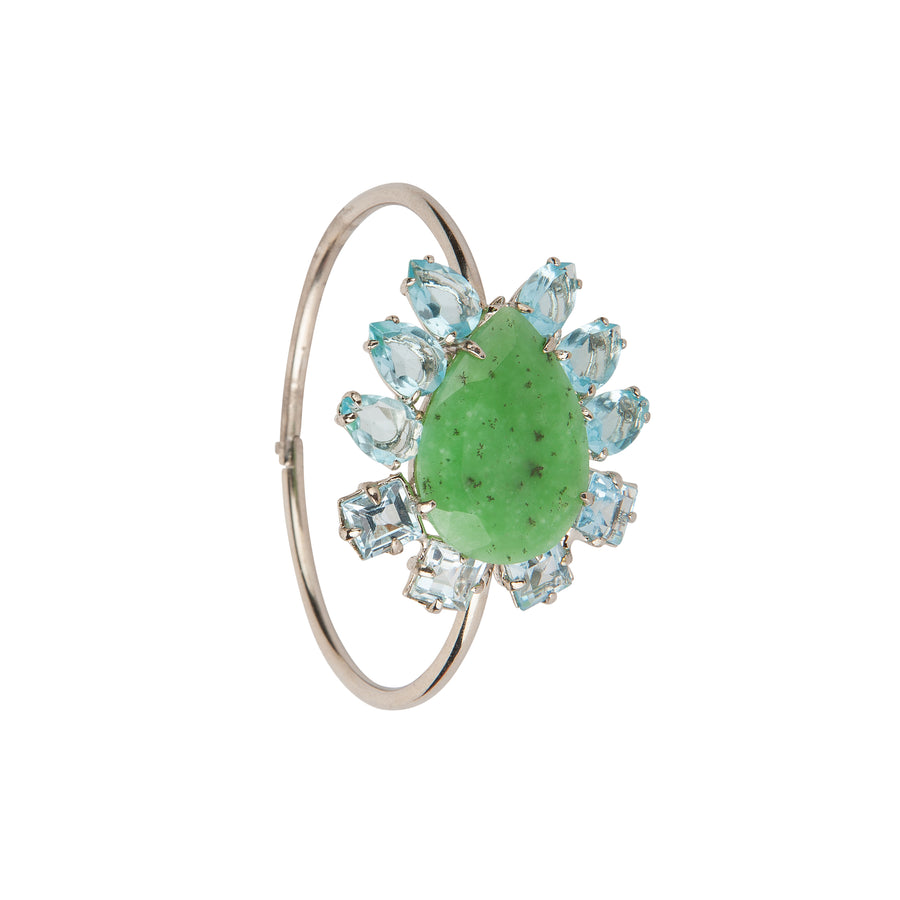 Chrysoprase & Blue Quartz Bangle