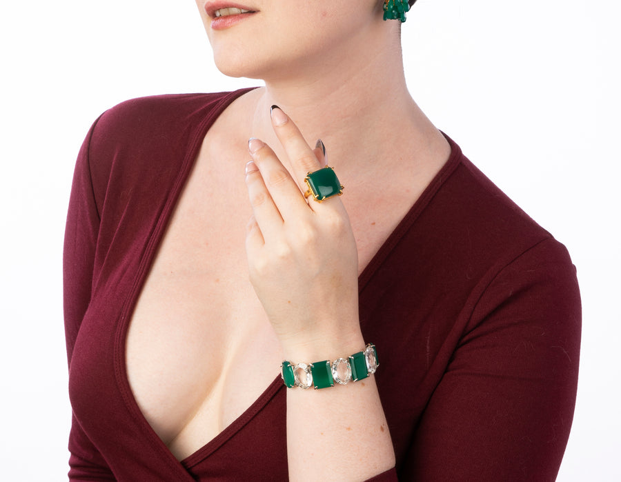 Green Onyx Hoops SET