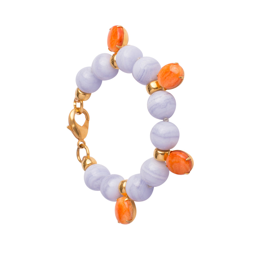 Blue Lace Agate & Orange Seashell Bracelet (more colors)