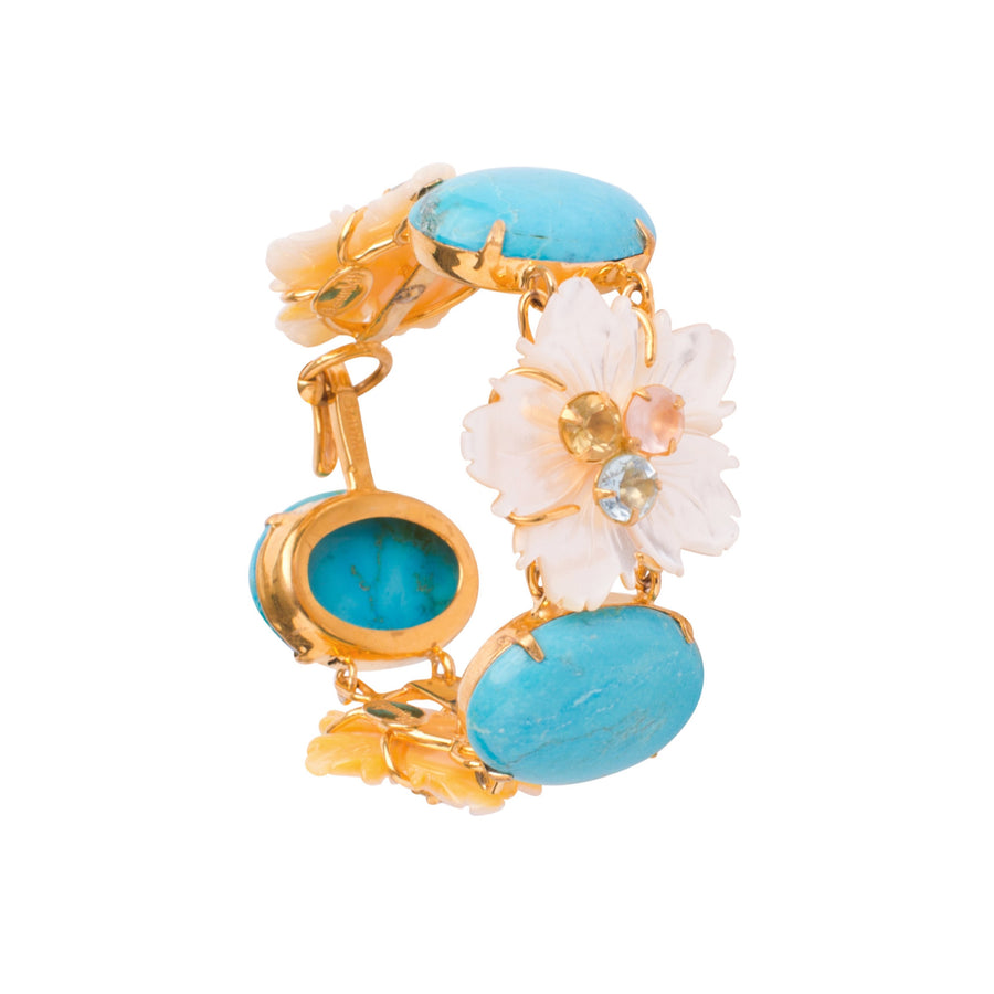 Turquoise, Mother of Pearl Flower Bracelet (more colors)