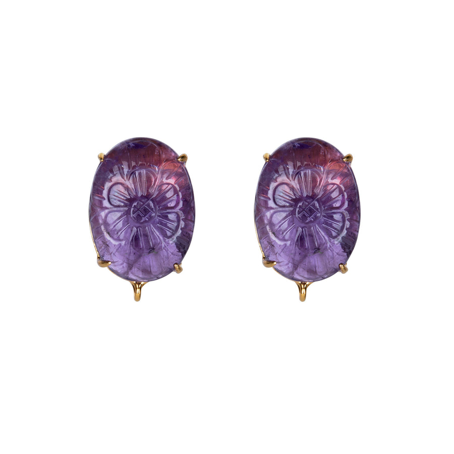 Large Carved Amethyst Studs