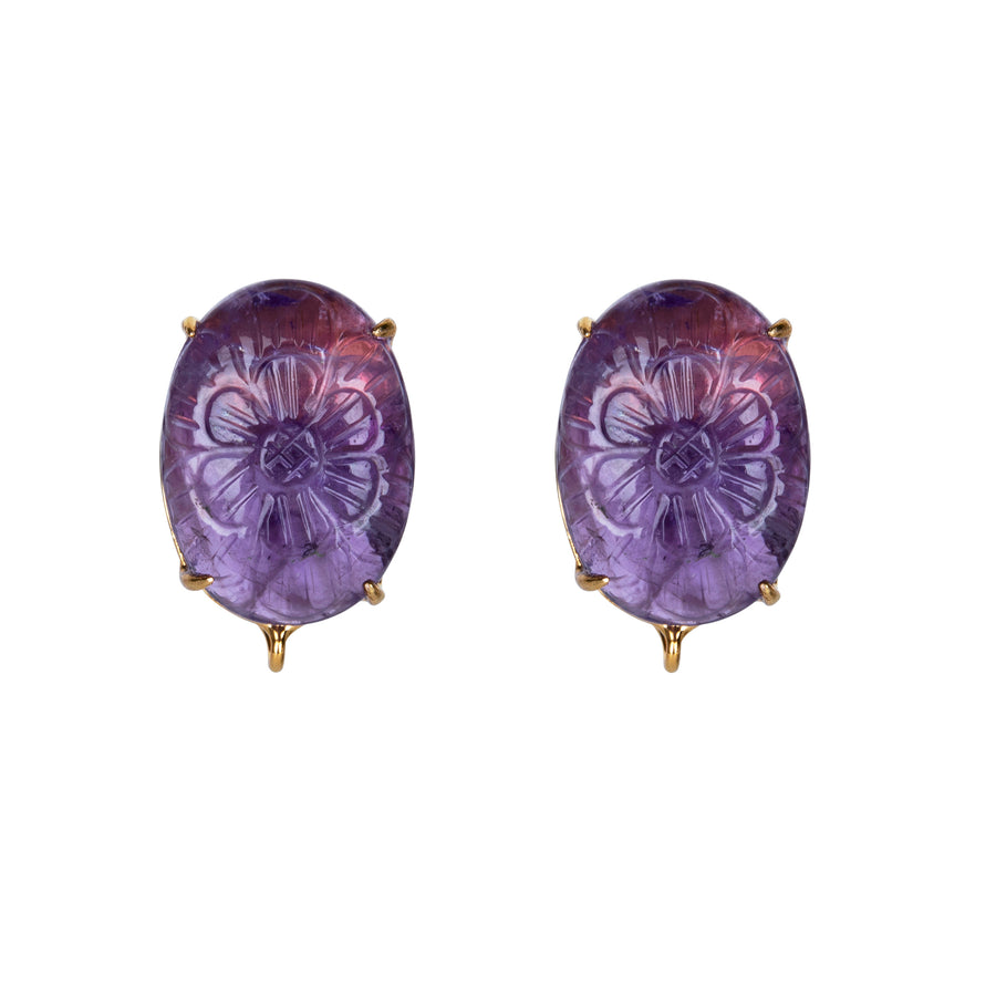 Medium Carved Amethyst Studs (more colors)