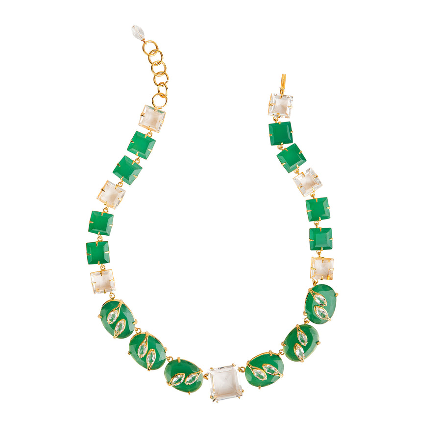 Green Onyx & Clear Quartz Statement Necklace