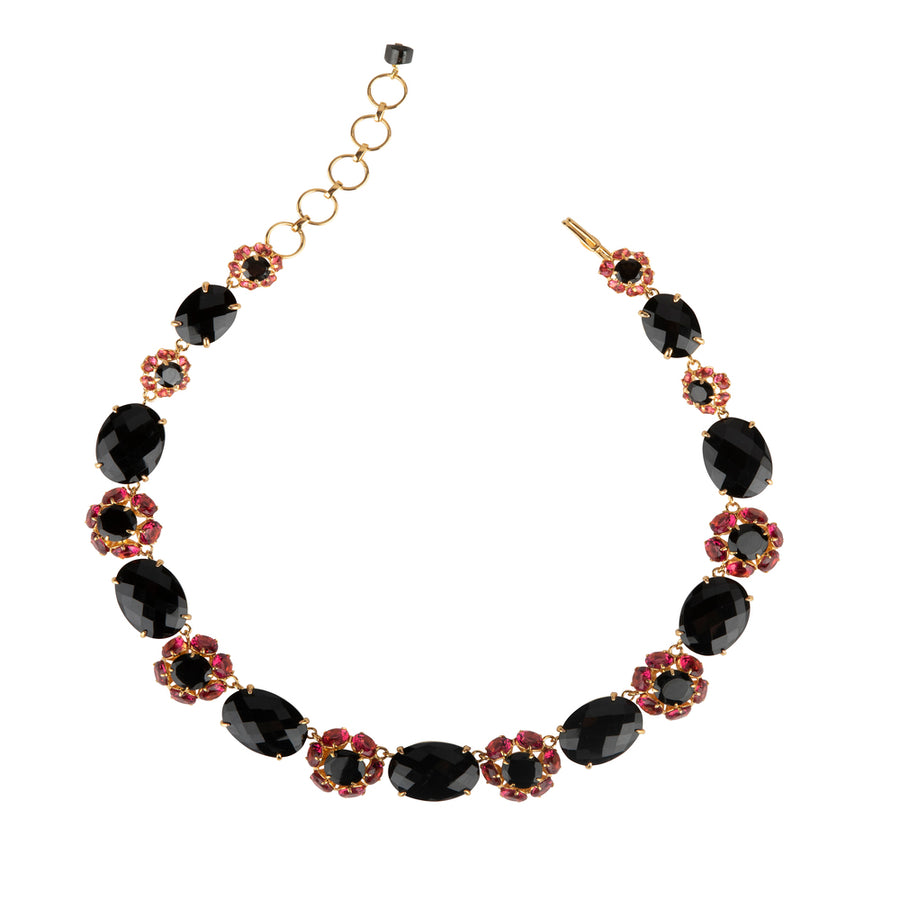 Black Onyx & Fuchsia Necklace