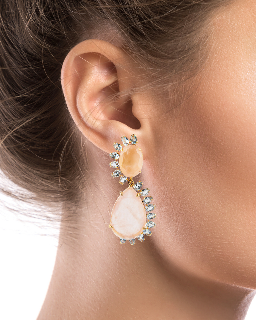 Blue Topaz & Rose Quartz Earrings (more colors)