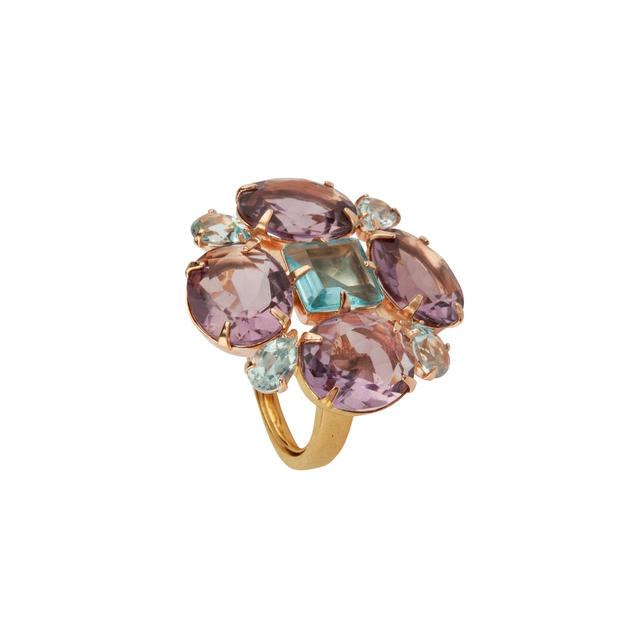 Amethyst & Blue Quartz Ring