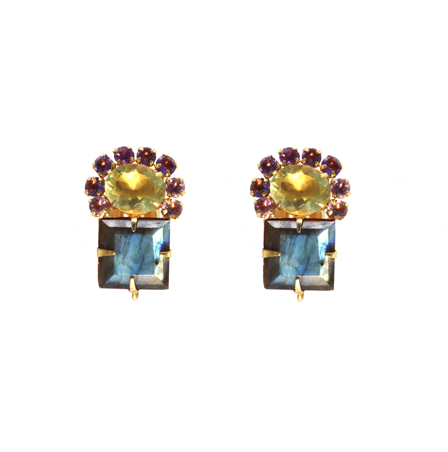 Labradorite & Amethyst Studs