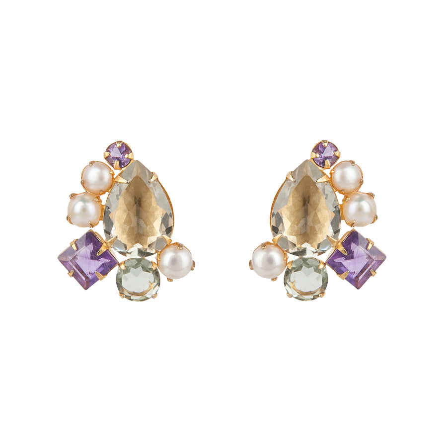 Green Amethyst Cluster Earrings