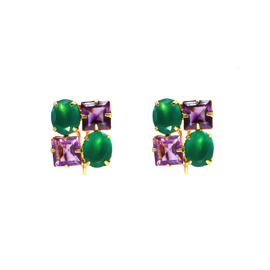 Amethyst & Green Onyx Studs