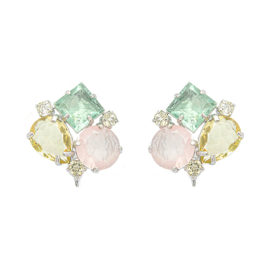 Fluorite, Rose & Lemon Quartz Earrings (more colors)