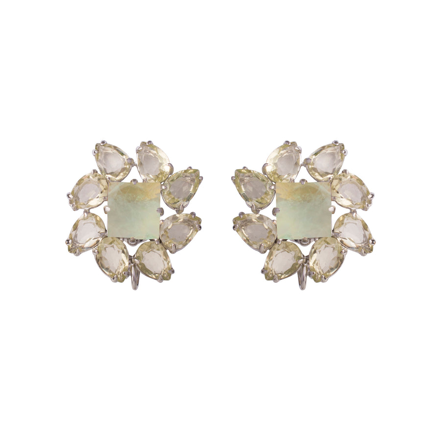 Fluorite & Lemon Quartz Studs