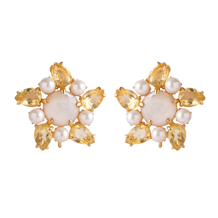 Lemon Quartz & Pearls Earrings (more colors)