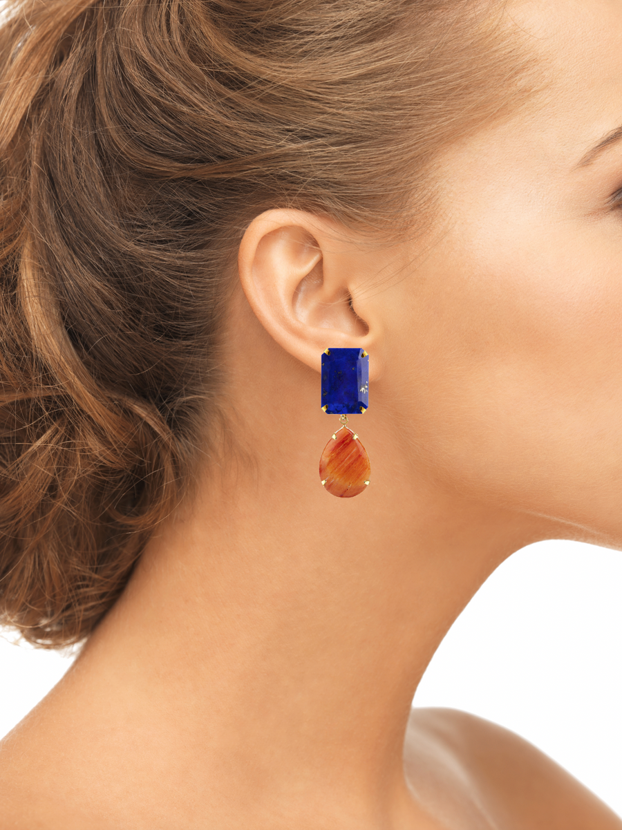 Spiny Oyster & Lapis Earrings