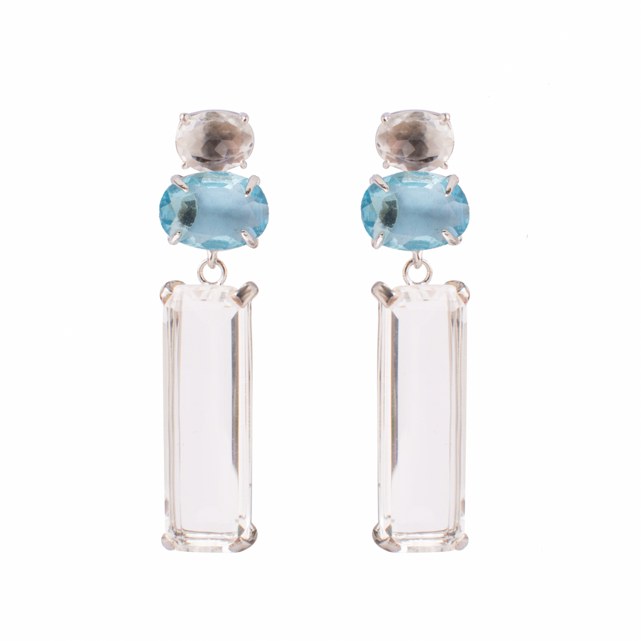 Clear Quartz & Blue Quartz Earrings