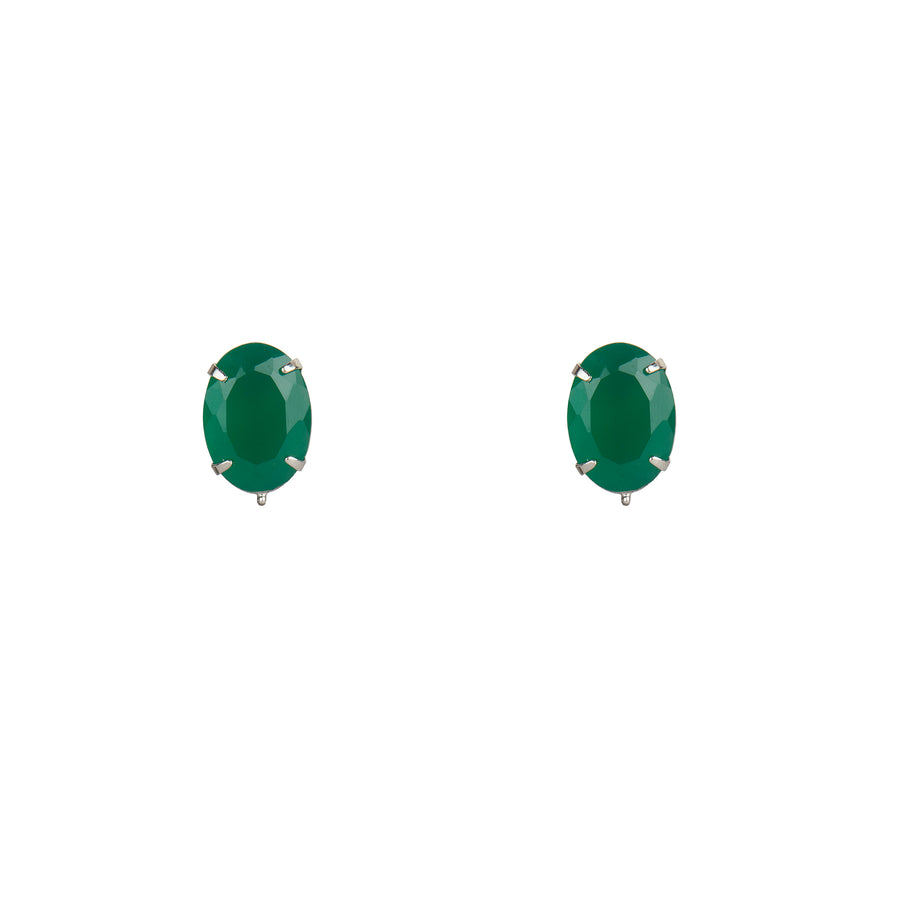 Clear Quartz & Green Onyx Earrings