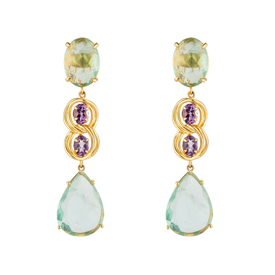 Fluorite & Faceted Amethyst Earrings