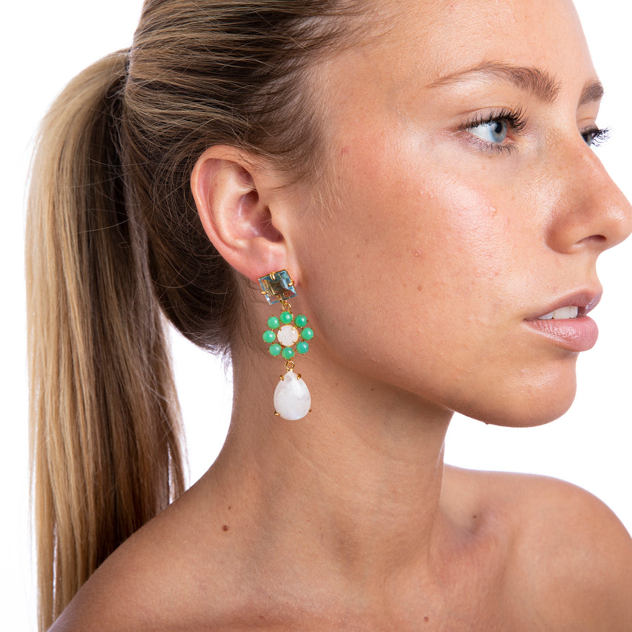 Chrysoprase & Moonstone Earrings
