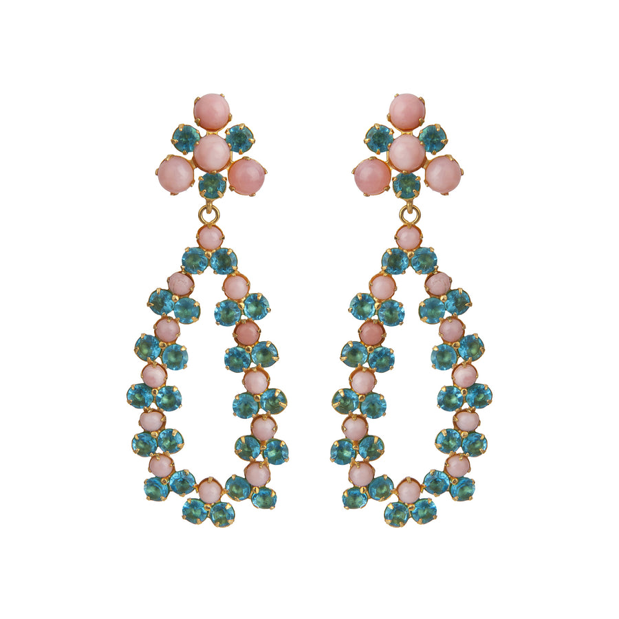 Blue Quartz & Pink Opal Earrings