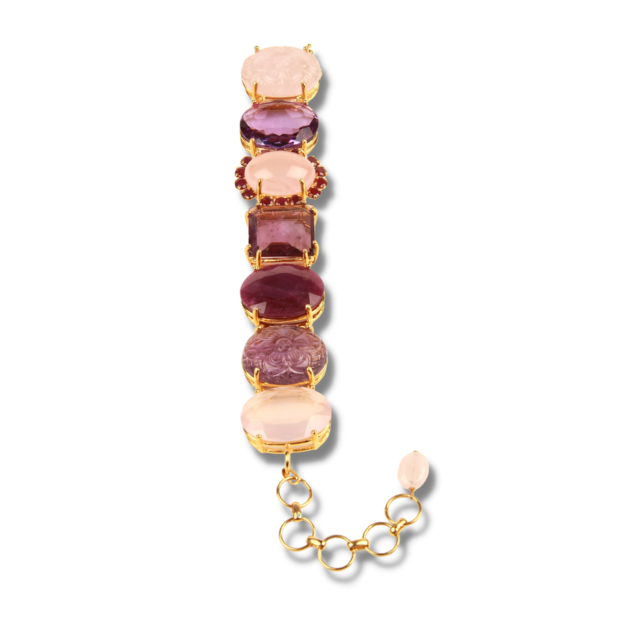 Rose Quartz, Amethyst & Ruby Bracelet