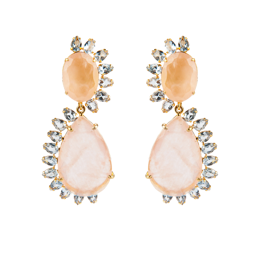 Blue Topaz & Rose Quartz Earrings (more colors)