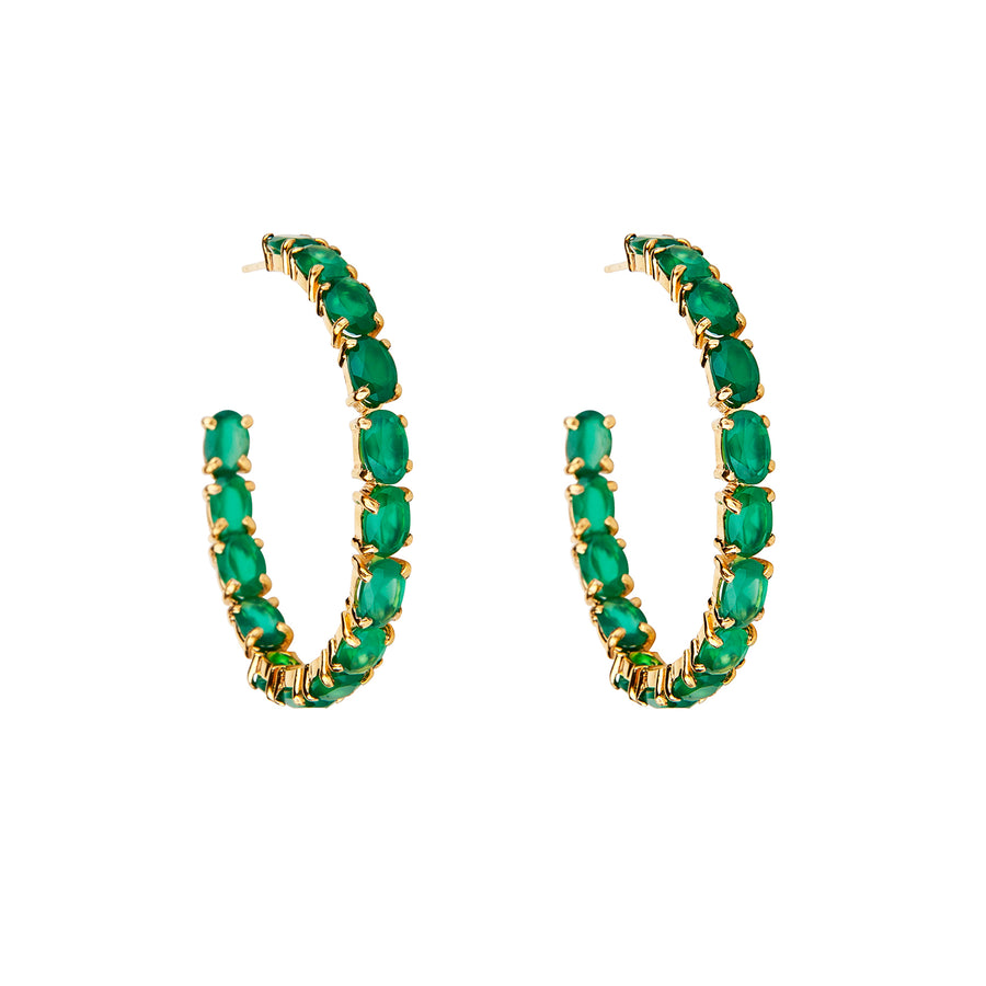 Green Onyx Hoops SET