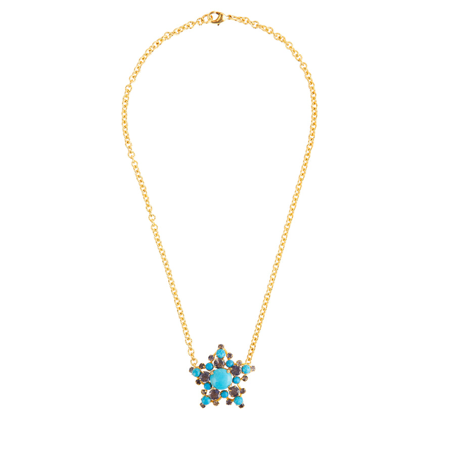 Turquoise & Iolite Pendant Necklace