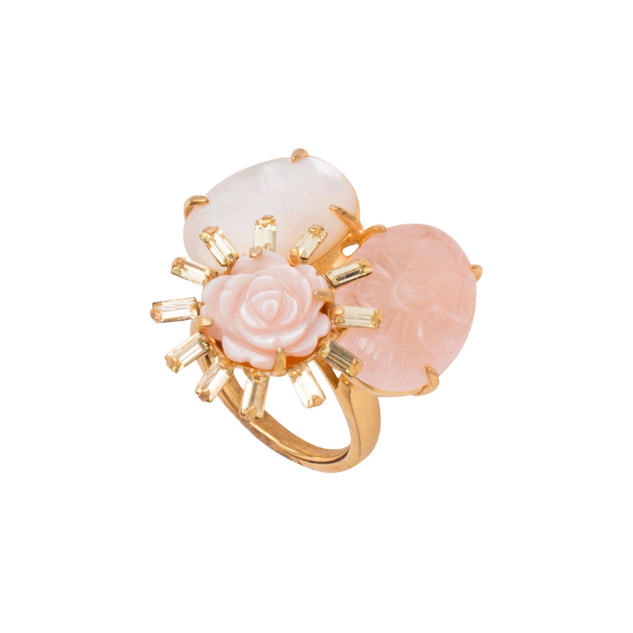 Mother of Pearl, Pink Shell & CZ Ring (more colors)