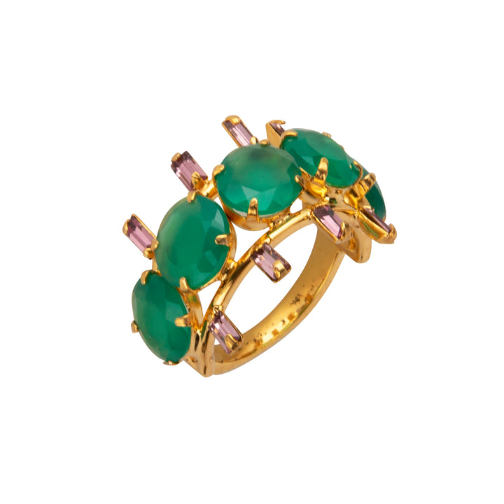 Amethyst & Green Onyx Ring (more colors)
