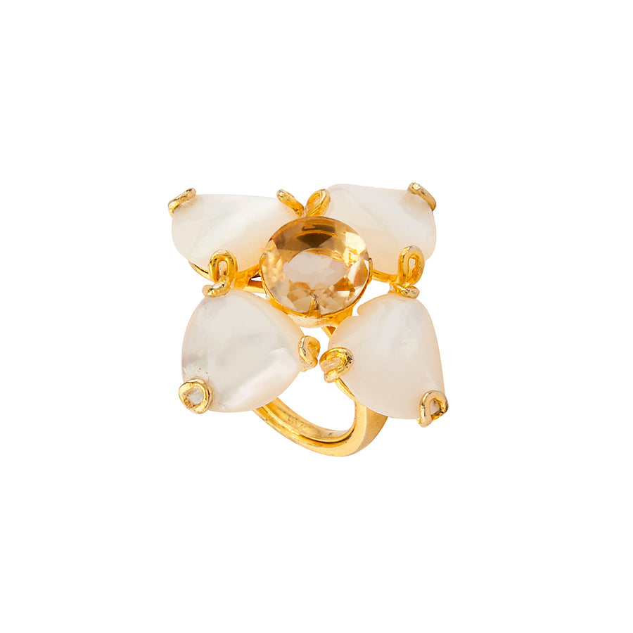 Lemon Quartz & Mother of Pearl Ring