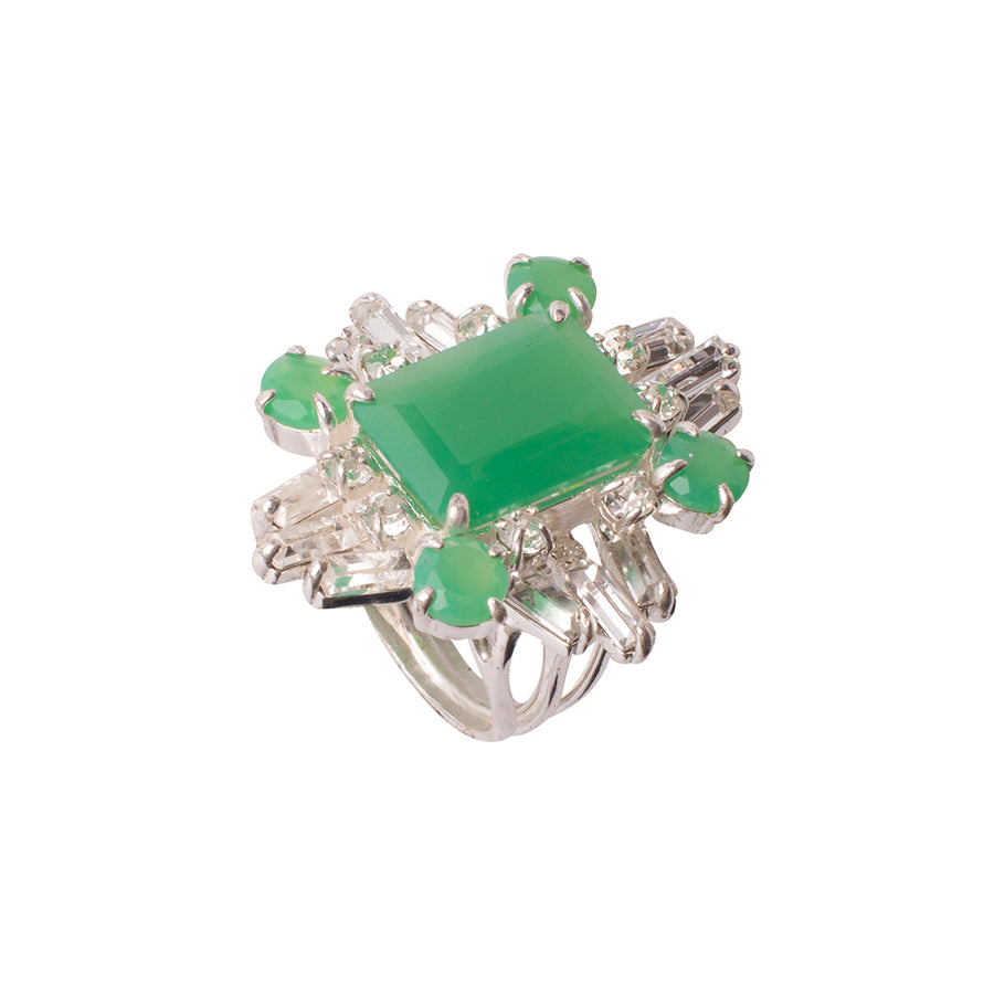 Chrysoprase & CZ Ring