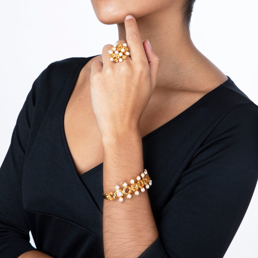 Citrine & Pearls Ring