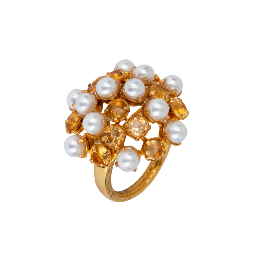 Citrine & Pearls Ring (more colors)