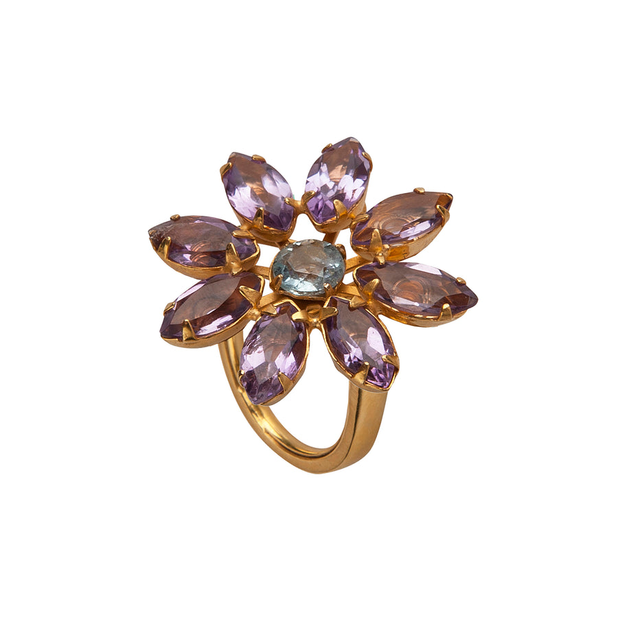 Amethyst & Blue Quartz Ring