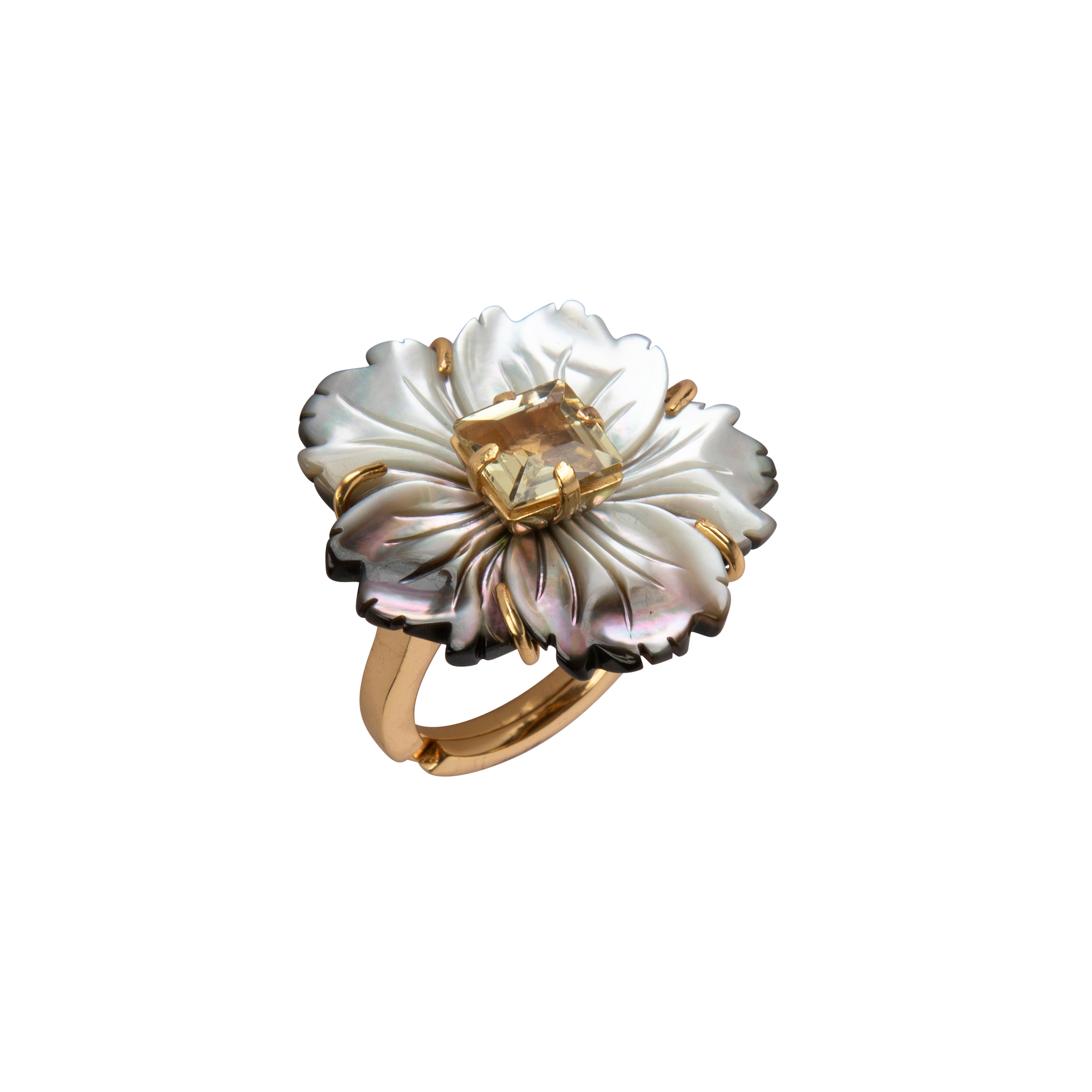 Botinkit Design Bounkit Priya Floral Ring – Semi-Precious Carved Petal Design