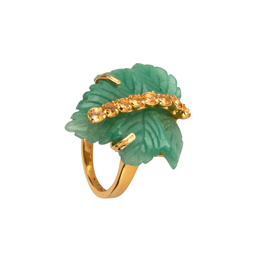 Citrine & Green Aventurine Leaf Ring