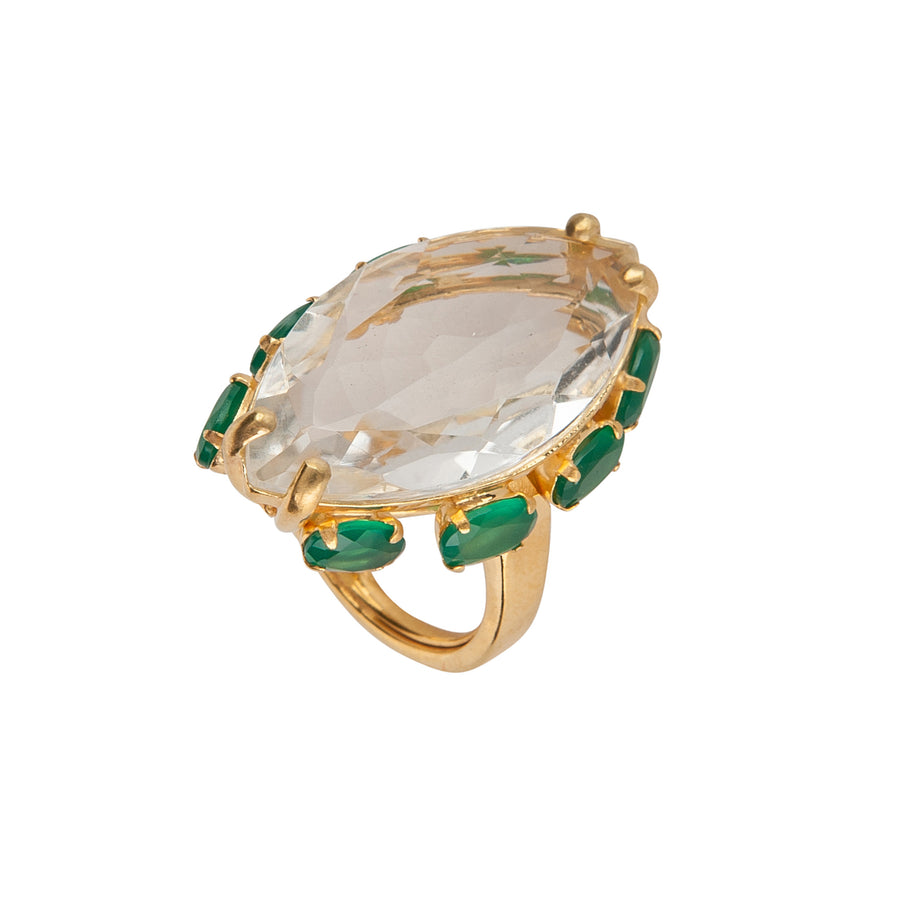 Green Onyx & Clear Quartz Ring