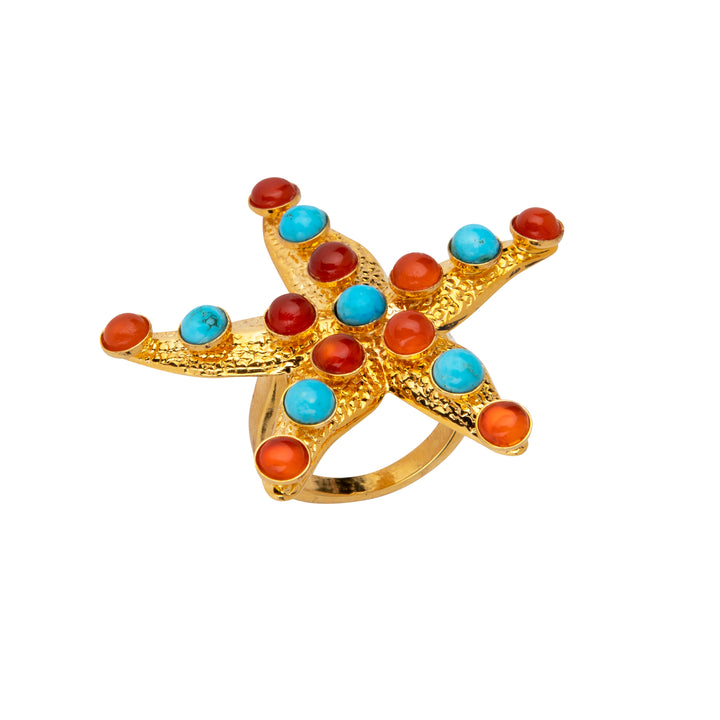Carnelian & Turquoise Ring