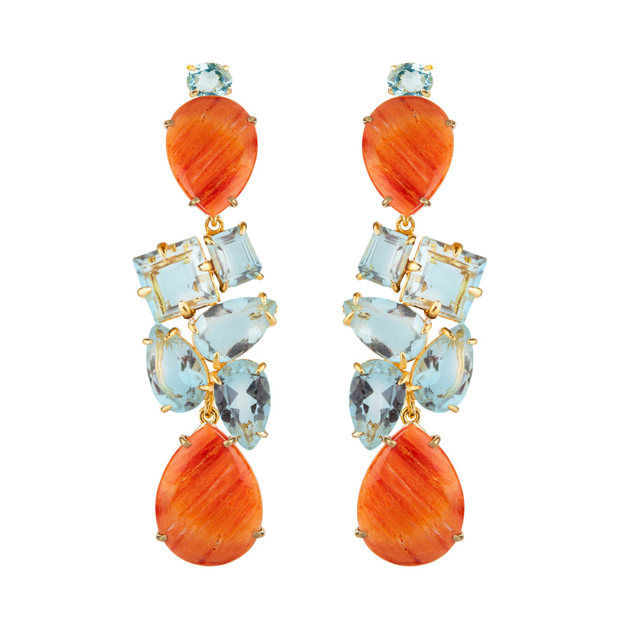 Orange Seashell & Blue Quartz Earrings (more colors)